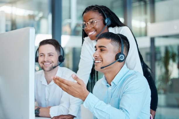 Customer support team collaborating